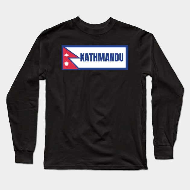 Kathmandu City in Nepal Flag Long Sleeve T-Shirt by aybe7elf